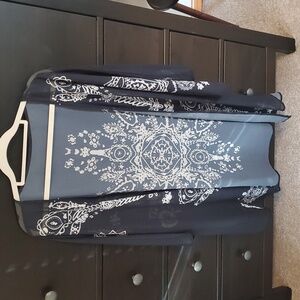 Boho Kimono with White Floral Pattern